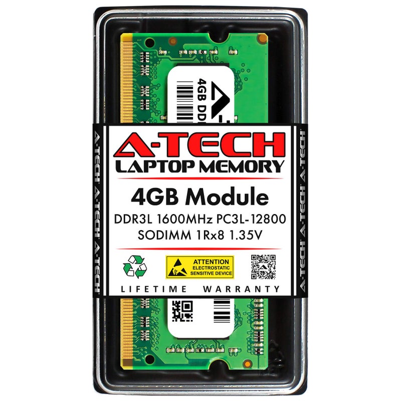 A-Tech 4GB RAM Replacement for Samsung M471B5173QH0-YK0 | DDR3/DDR3L 1600MHz PC3L-12800 1Rx8 1.35V SODIMM 204-Pin Memory Module - Image 1